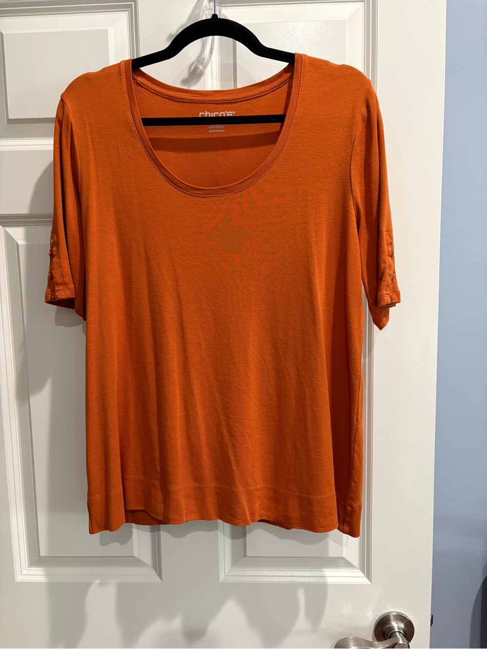 Chico's Bright Orange Scoop Neck Short Sleeve Top